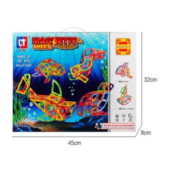 Детский конструктор магнитный LT2001, 88 деталей